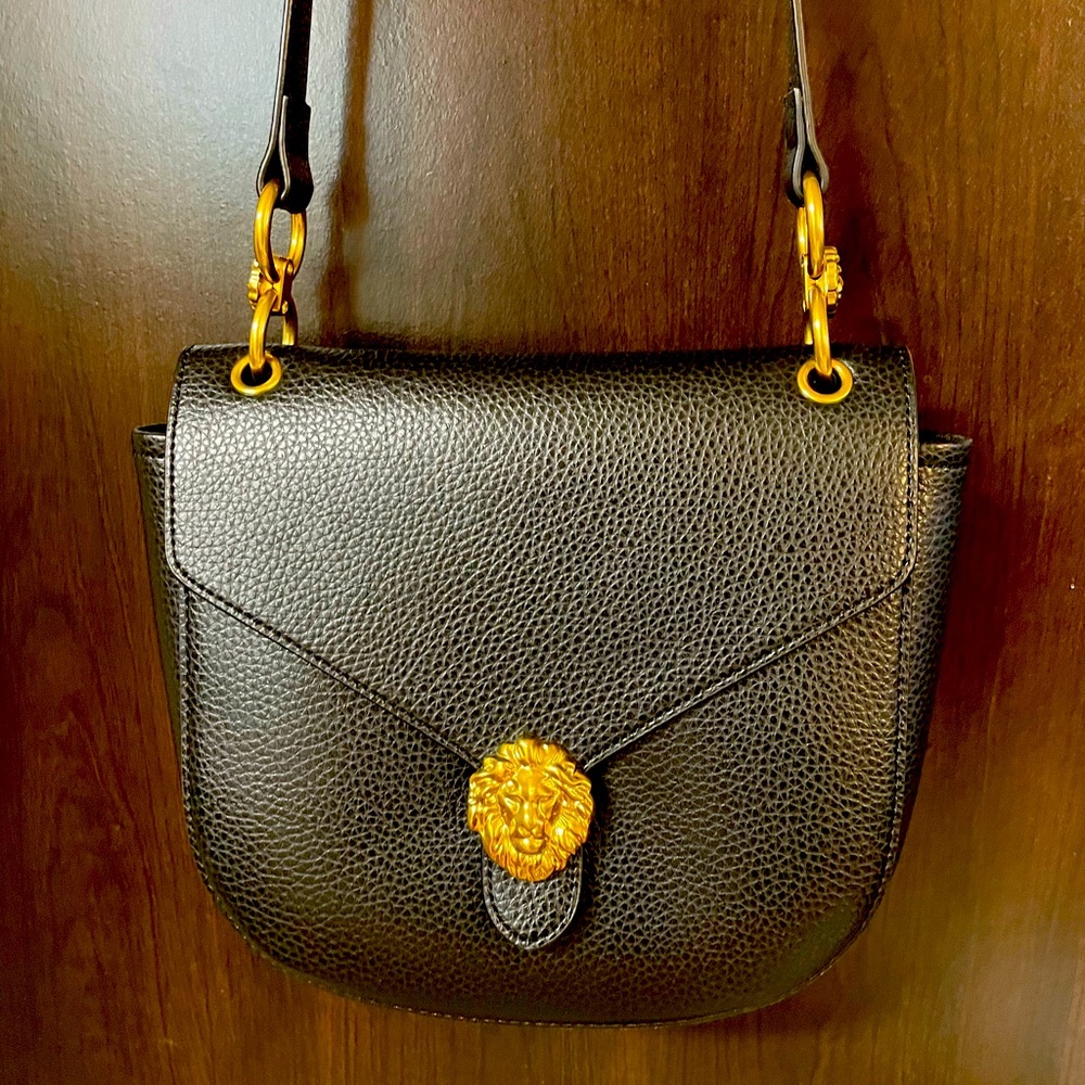 Anne Klein black crossbody with lion details